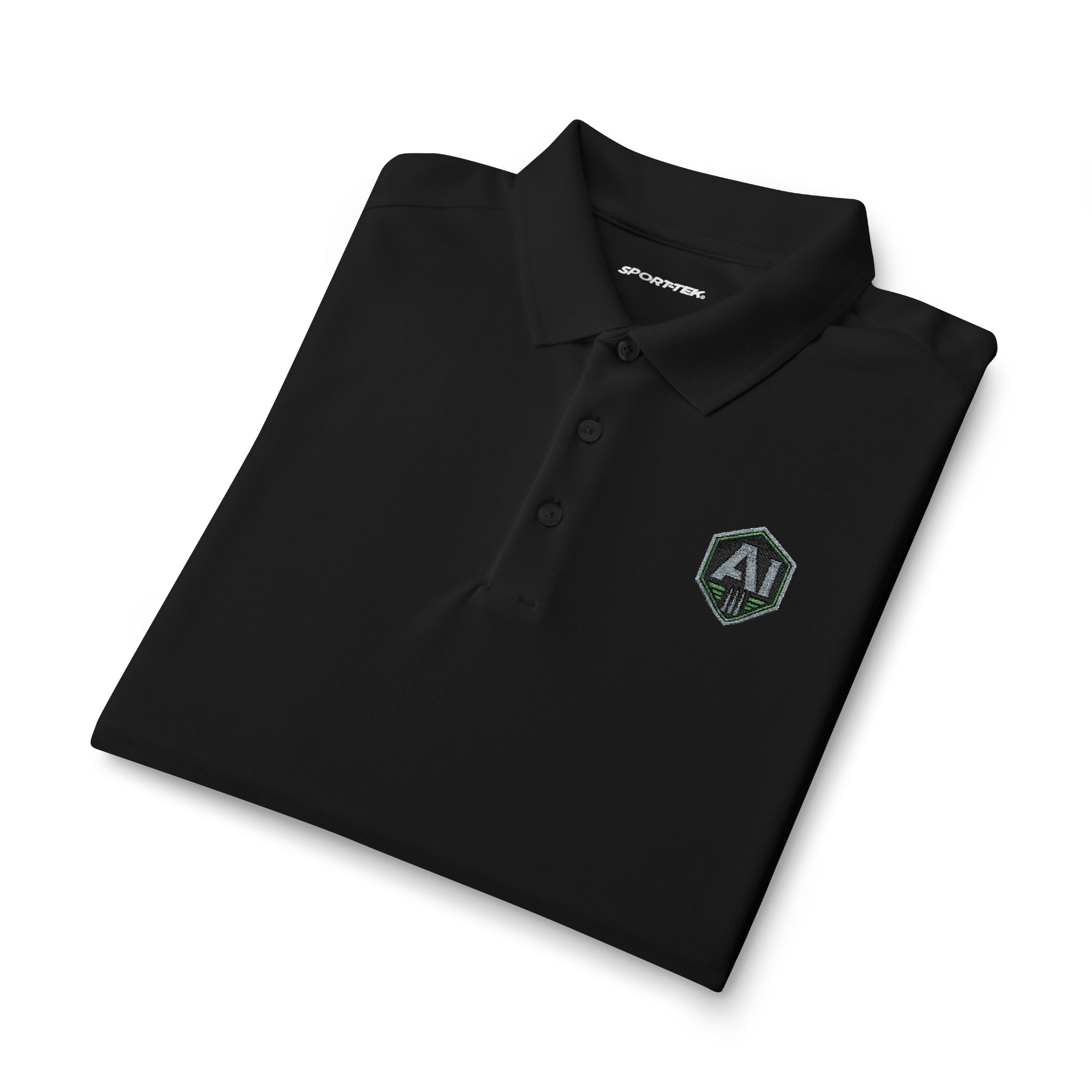 Ammo Intel Men’s Black Performance Polo | Embroidered AI Badge